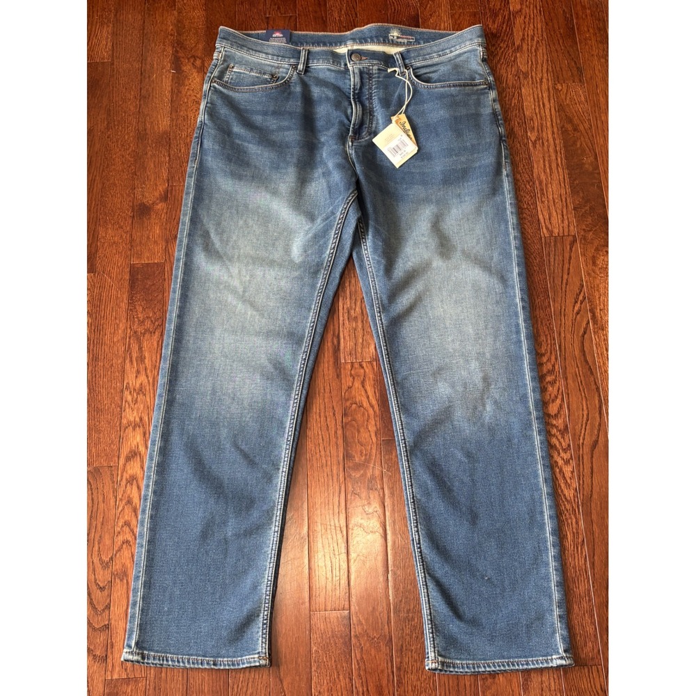 Faherty Stretch Terry Jeans Mens 38x32 Indigo Blue Straight Leg MBC0025 NEW